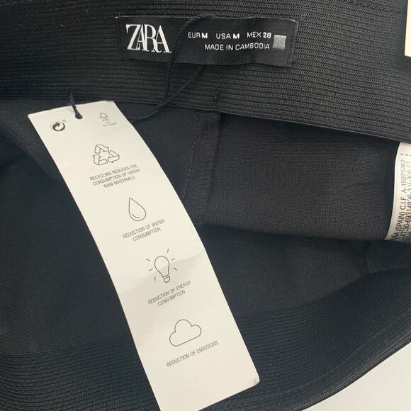 2/$30 ZARA Hi Rise Legging NEW Black Size M Leggings Shiny Workout Activewear - Picture 5 of 9